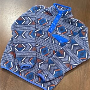 Boys Medium/10 Regular Patagonia Multicolor Geometric 1/2 Snap Fleece